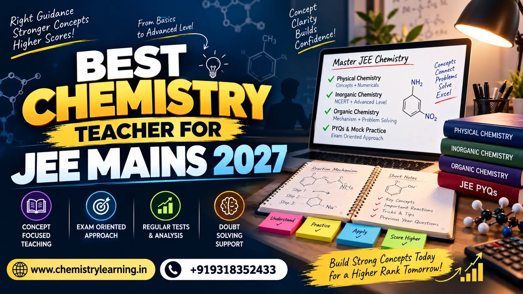 JEE Mains 2027 aspirant practicing timed chemistry numericals